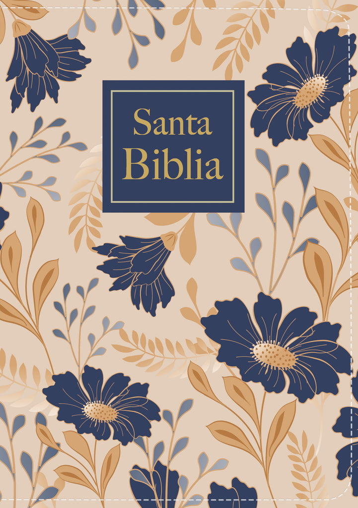 BIBLIA RVR 1960 COMPACTA LETRA GRANDE 11 PUNTOS SIMIL PIEL FLORES AZULES CON CIERRE E INDICE