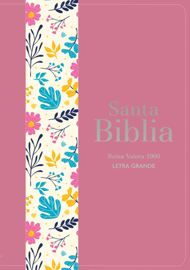 BIBLIA RVR 1960 LETRA GRANDE TAMANO MANUAL SIMIL PIEL DUOTONE ROSA OSCURO FLORES