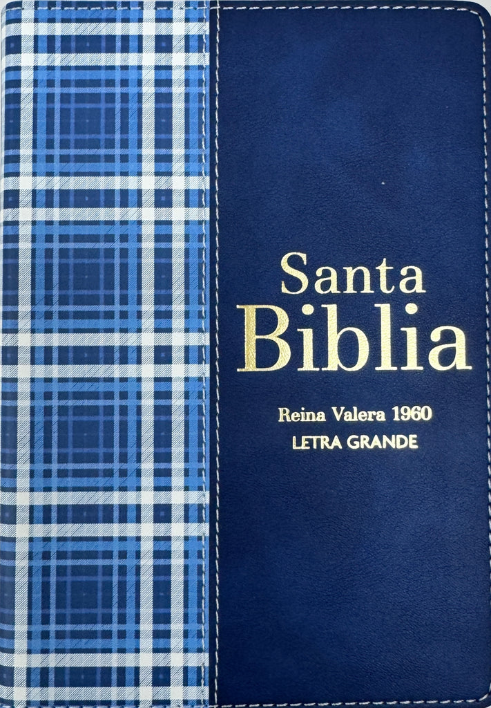 BIBLIA RVR 1960 COMPACTA SIMIL PIEL CUADROS AZUL OSCURO
