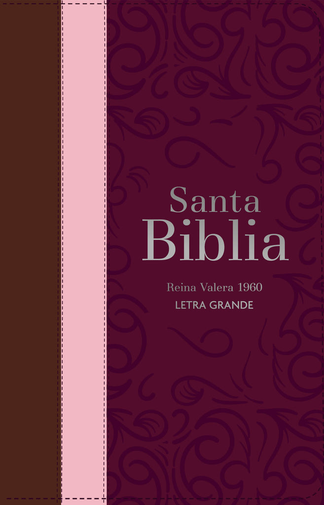 BIBLIA RVR 1960 LETRA GRANDE TAMANO MANUAL TRICOLOR GUINDA PALO ROSA MARRON CON CIERRE CON INDICE