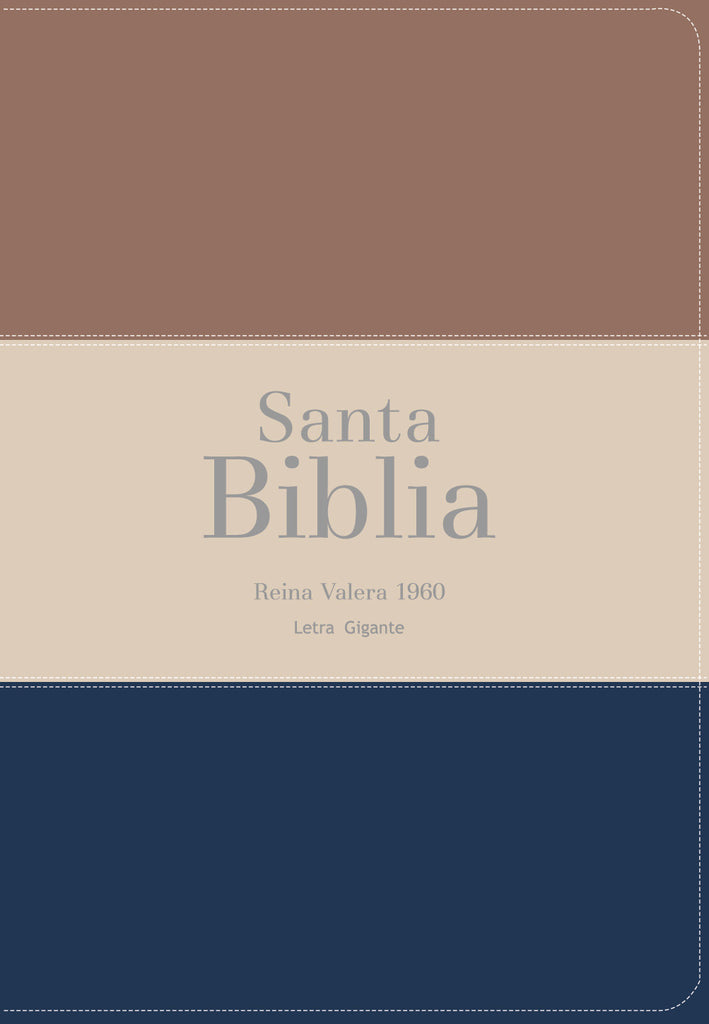 BIBLIA RVR 1960 LETRA GIGANTE 14 PUNTOS SIMIL PIEL TRICOLOR MARRON BEIGE AZUL