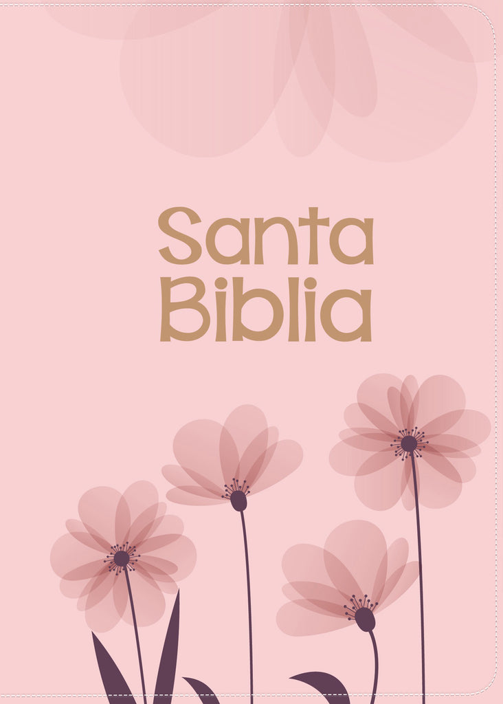 BIBLIA RVR 1960 COMPACTA LETRA GRANDE 11 PUNTOS SIMIL PIEL FLORAL ROSADAS