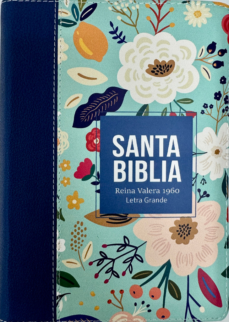 Biblia RVR 1960 Compacta Letra Grande 11 puntos Símil Piel Azul Cobalto Claro con Cierre y Índice