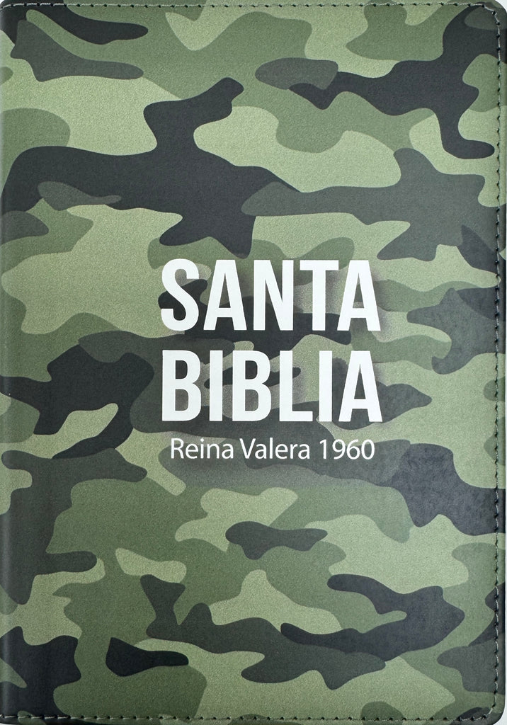 BIBLIA RVR 1960 COMPACTA SIMIL PIEL CAMUFLAJE VERDE