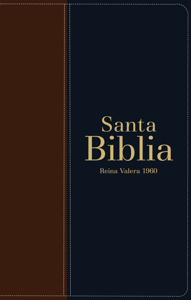 BIBLIA RVR 1960 LETRA GRANDE TAMANO MANUAL SIMIL PIEL DUOTONE MARRON AZUL MARINO