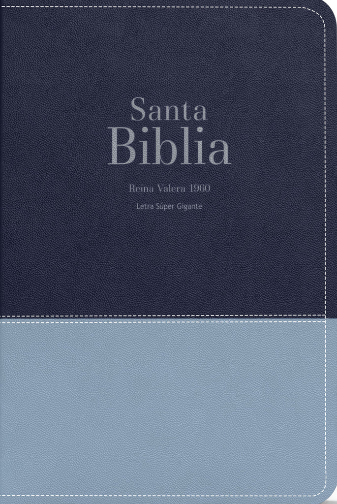 BIBLIA RVR 1960 LETRA SUPER GIGANTE SIMIL PIEL DUOTONE AZUL MARINO OSCURO