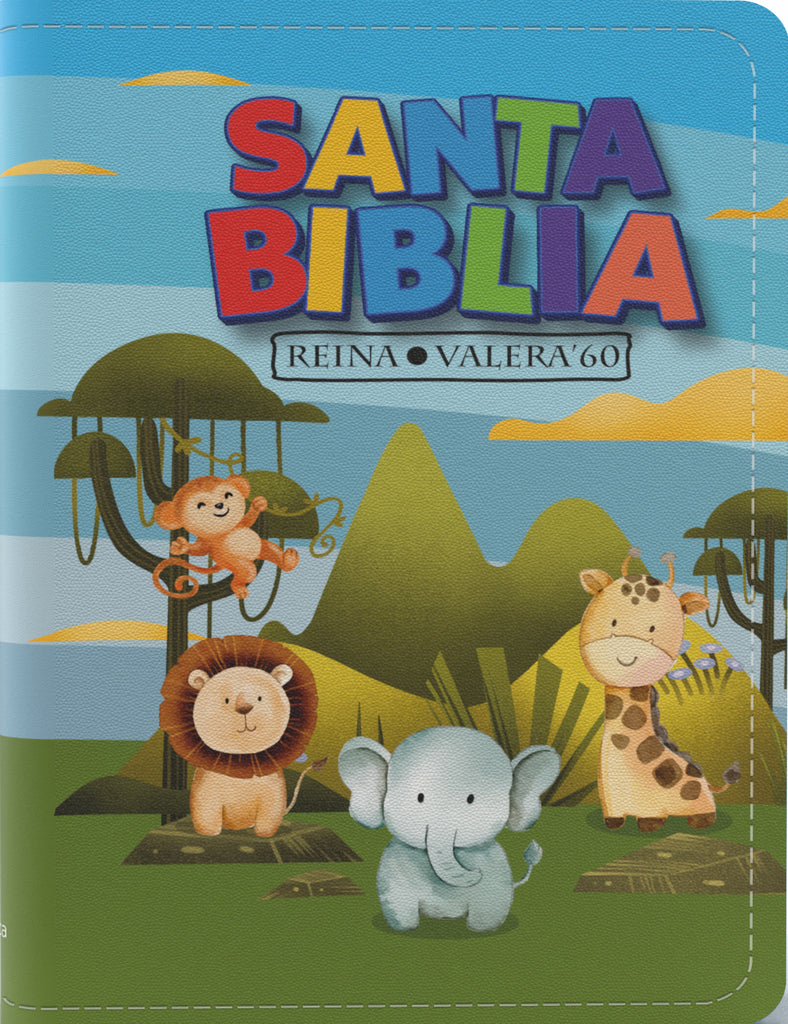 BIBLIA RVR 1960 COMPACTA PARA NINOS ANIMALES VINILO CON CIERRE
