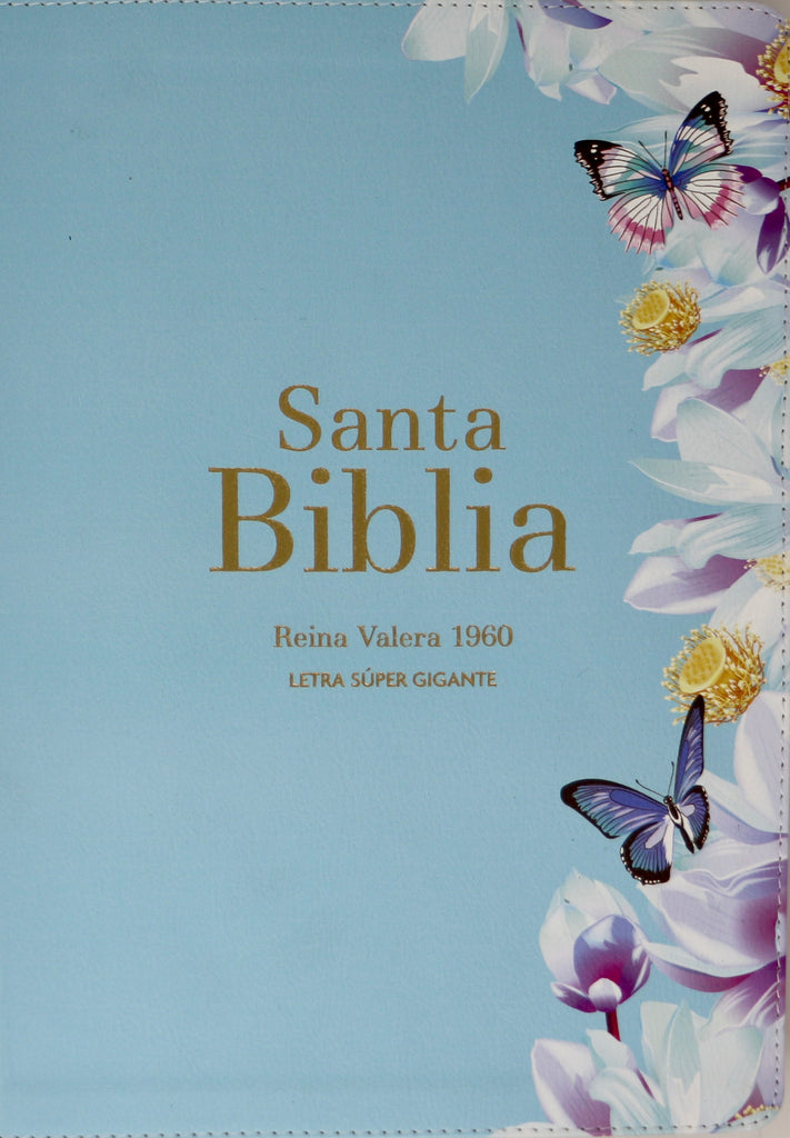 BIBLIA RVR 1960 LETRA SUPER GIGANTE SIMIL PIEL AZUL CLARA