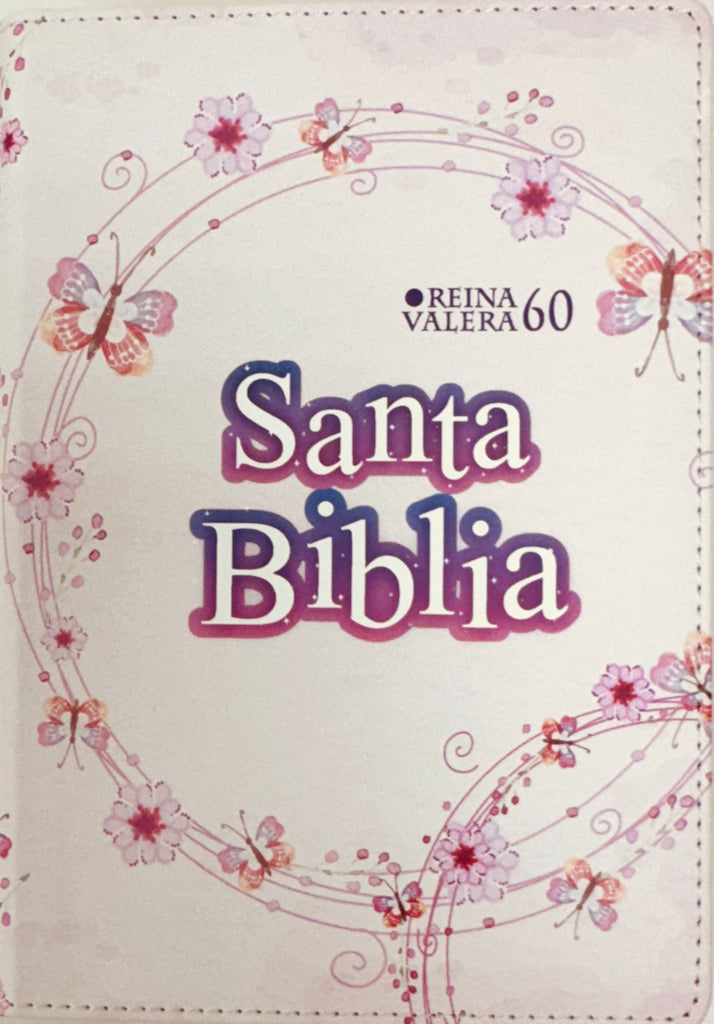 BIBLIA RVR 1960 COMPACTA SIMIL PIEL JUVENIL MARIPOSA PALO ROSA
