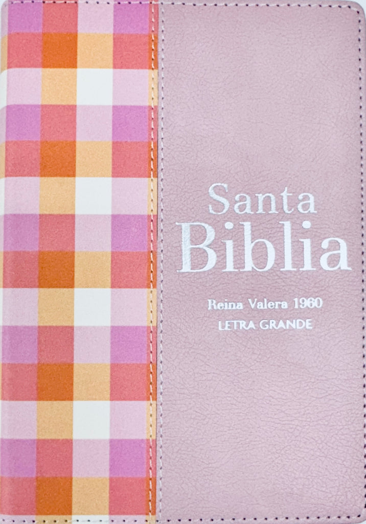 BIBLIA RVR 1960 COMPACTA SIMIL PIEL CUADROS ROSA