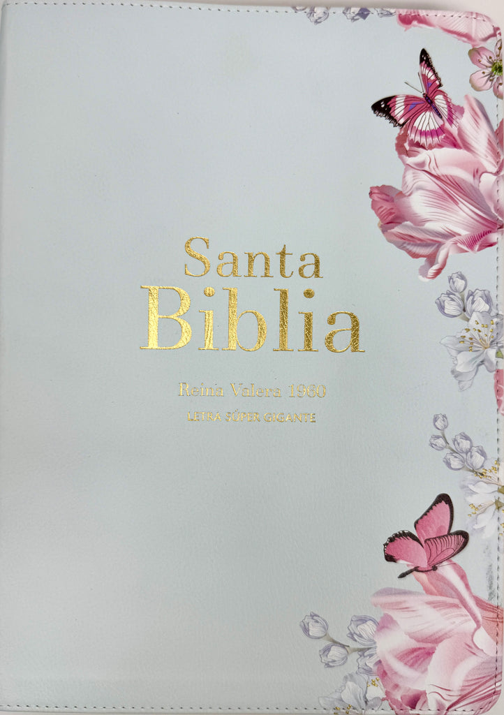 BIBLIA RVR 1960 LETRA SUPER GIGANTE SIMIL PIEL SALVIA CLARO