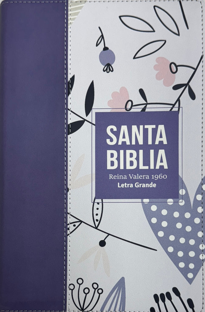 BIBLIA RVR 1960 LETRA GRANDE TAMANO MANUAL SIMIL PIEL LILA