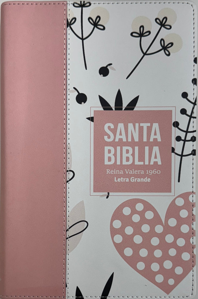 BIBLIA RVR 1960 LETRA GRANDE TAMANO MANUAL SIMIL PIEL ROSADO