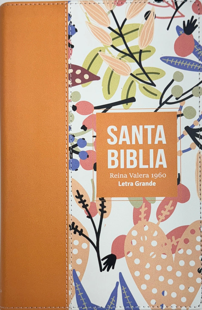 BIBLIA RVR 1960 LETRA GRANDE TAMAÑO MANUAL SIMIL PIEL NARANJA CLARA