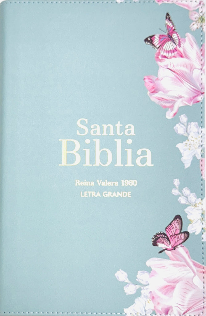 BIBLIA RVR 1960 LETRA GRANDE TAMANO MANUAL SIMIL PIEL SALVIA CLARO