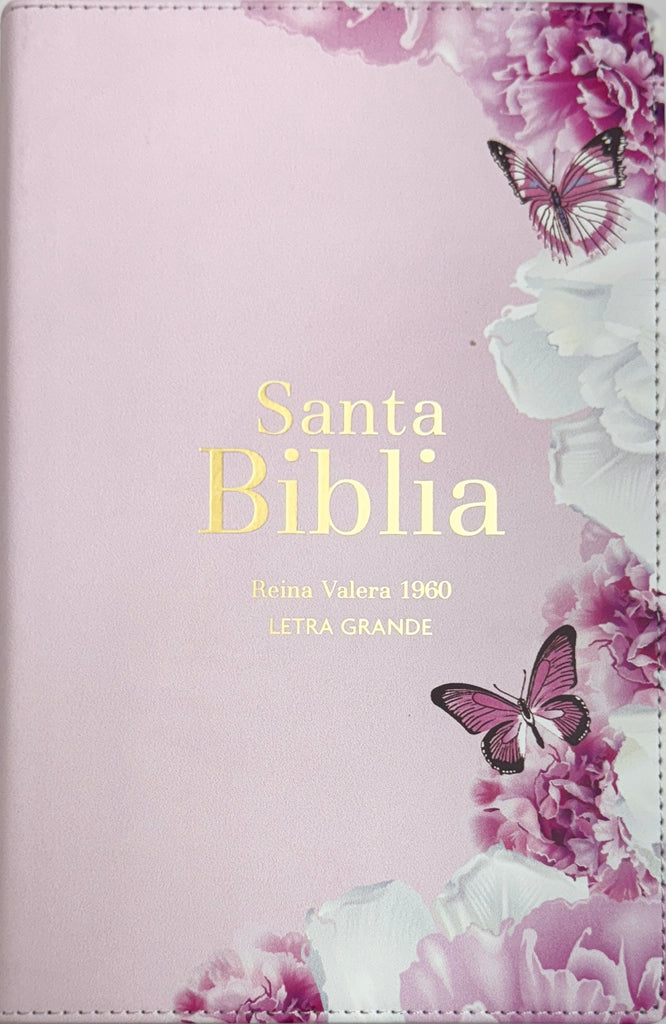 BIBLIA RVR 1960 LETRA GRANDE TAMANO MANUAL SIMIL PIEL ROSA CLARO
