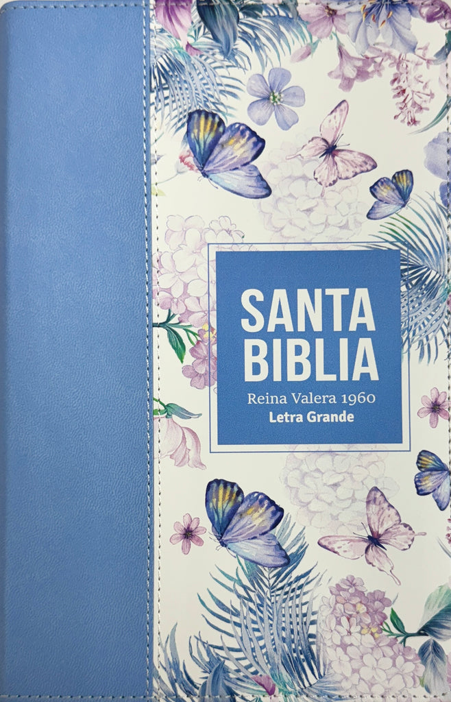 BIBLIA RVR 1960 LETRA GRANDE TAMANO MANUAL SIMIL PIEL AZUL ACERO CLARO