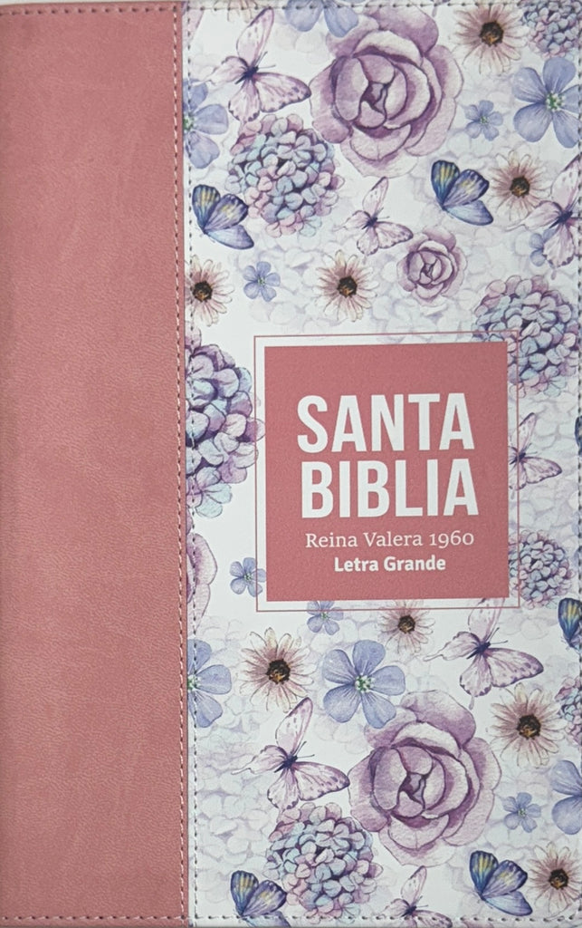 BIBLIA RVR 1960 LETRA GRANDE TAMAÑO MANUAL SIMIL PIEL ROSA CLARO