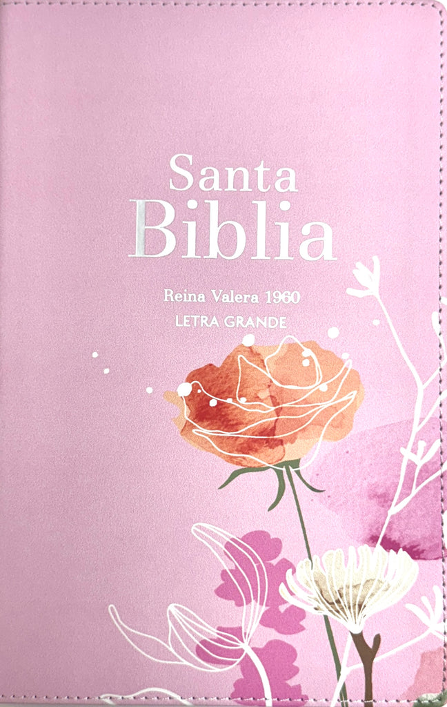 BIBLIA RVR 1960 LETRA GRANDE TAMAÑO MANUAL SIMIL PIEL ROSA