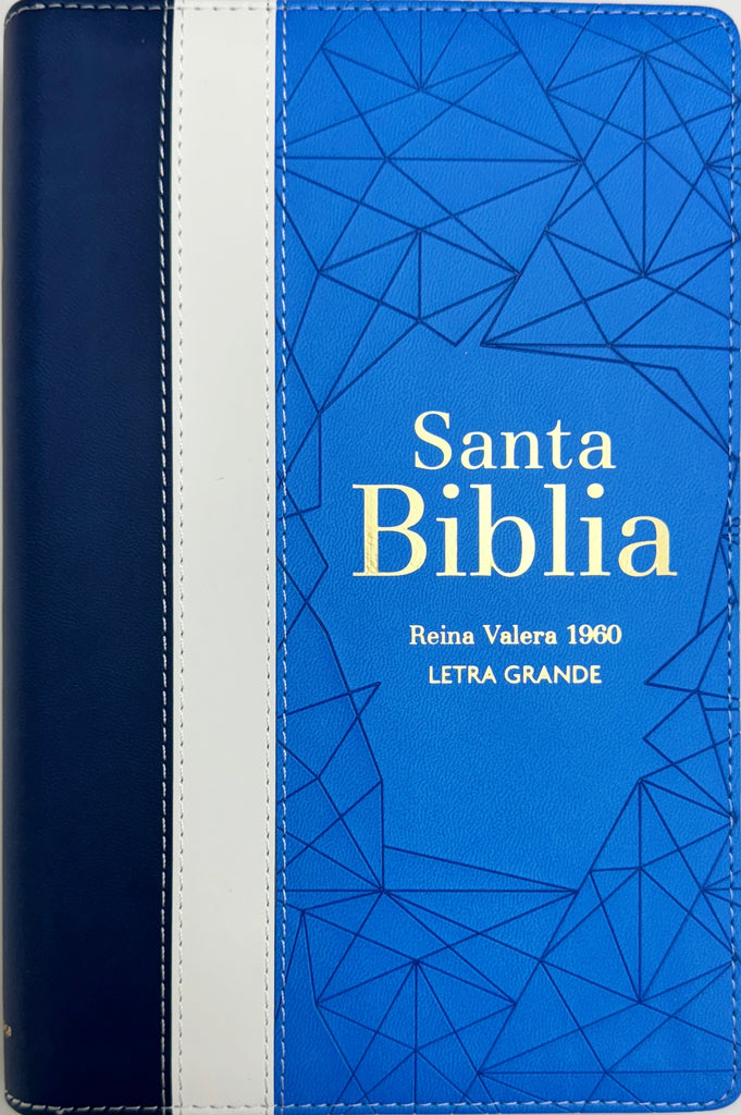 BIBLIA RVR 1960 LETRA GRANDE TAMAÑO MANUAL TRICOLOR AZUL CREMA AZUL MARINO CON CIERRE CON INDICE