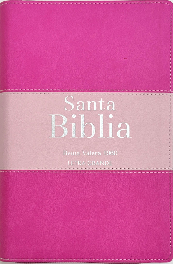 BIBLIA RVR 1960 LETRA GRANDE TAMANO MANUAL TRICOLOR FUCSIA PALO ROSA FUCSIA CON CIERRE CON INDICE