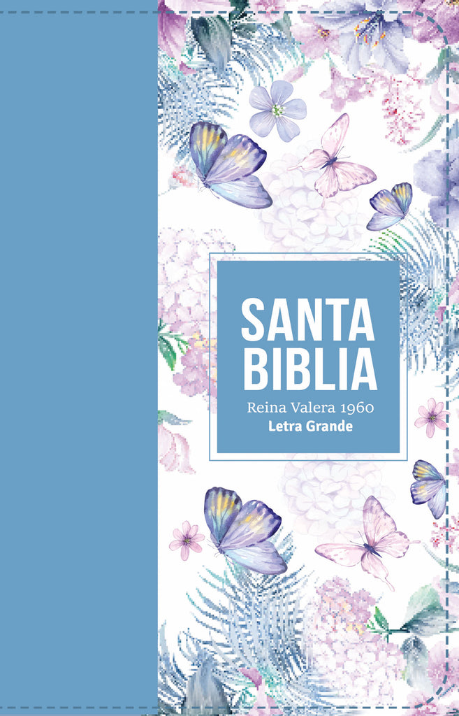 BIBLIA RVR 1960 LETRA GRANDE TAMANO MANUAL SIMIL PIEL AZUL ACERO CLARO