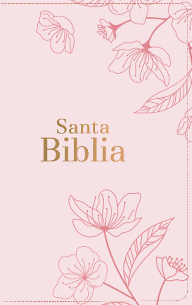 BIBLIA RVR 1960 LETRA GRANDE TAMANO MANUAL FLORES ROSA CLARO CON CIERRE E INDICE