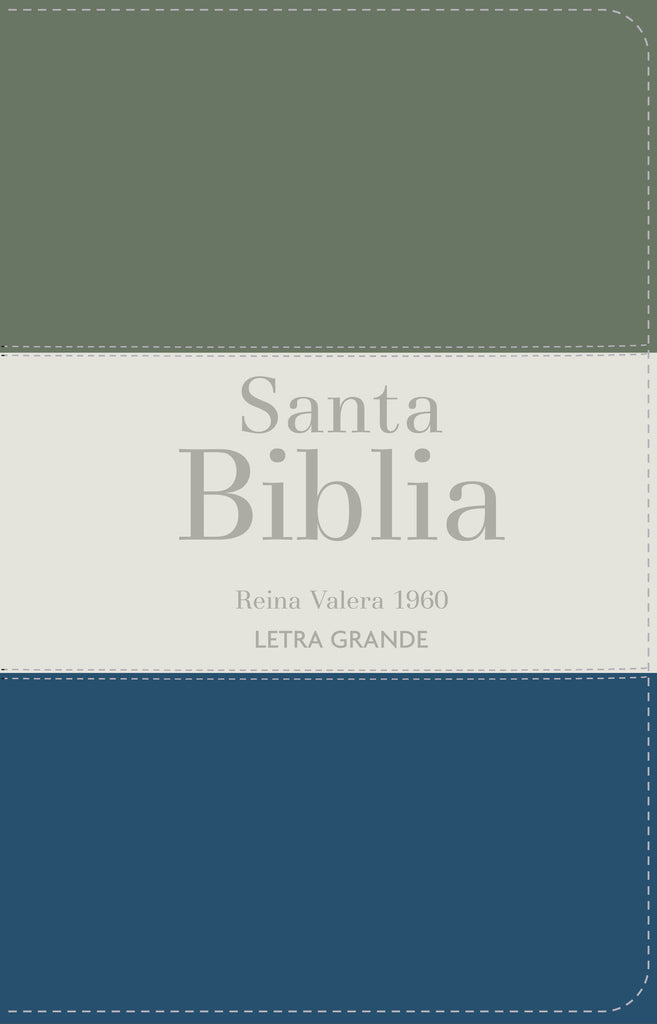 BIBLIA RVR 1960 LETRA GRANDE TAMANO MANUAL TRICOLOR GRIS CREMA AZUL CON CIERRE CON INDICE