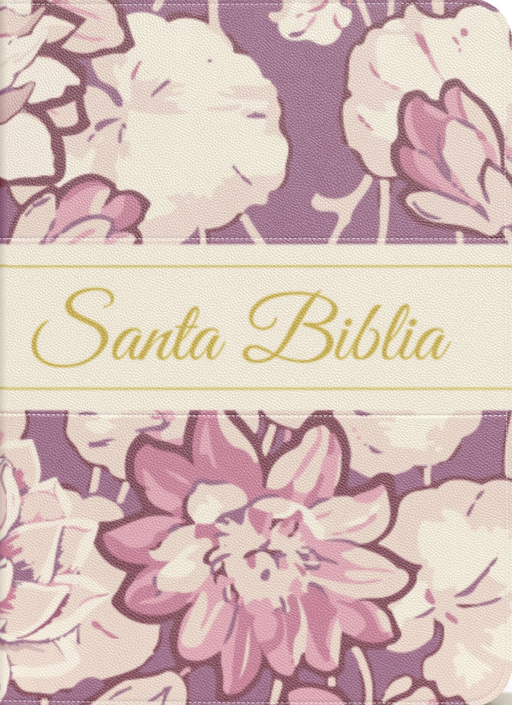 BIBLIA RVR 1960 COMPACTA LETRA GRANDE 11 PUNTOS SIMIL PIEL FLORAL LILA