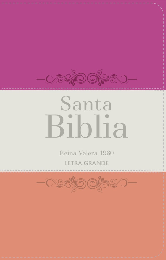 BIBLIA RVR 1960 LETRA GRANDE TAMANO MANUAL TRICOLOR GUINDA CREMA MELON CON CIERRE CON INDICE