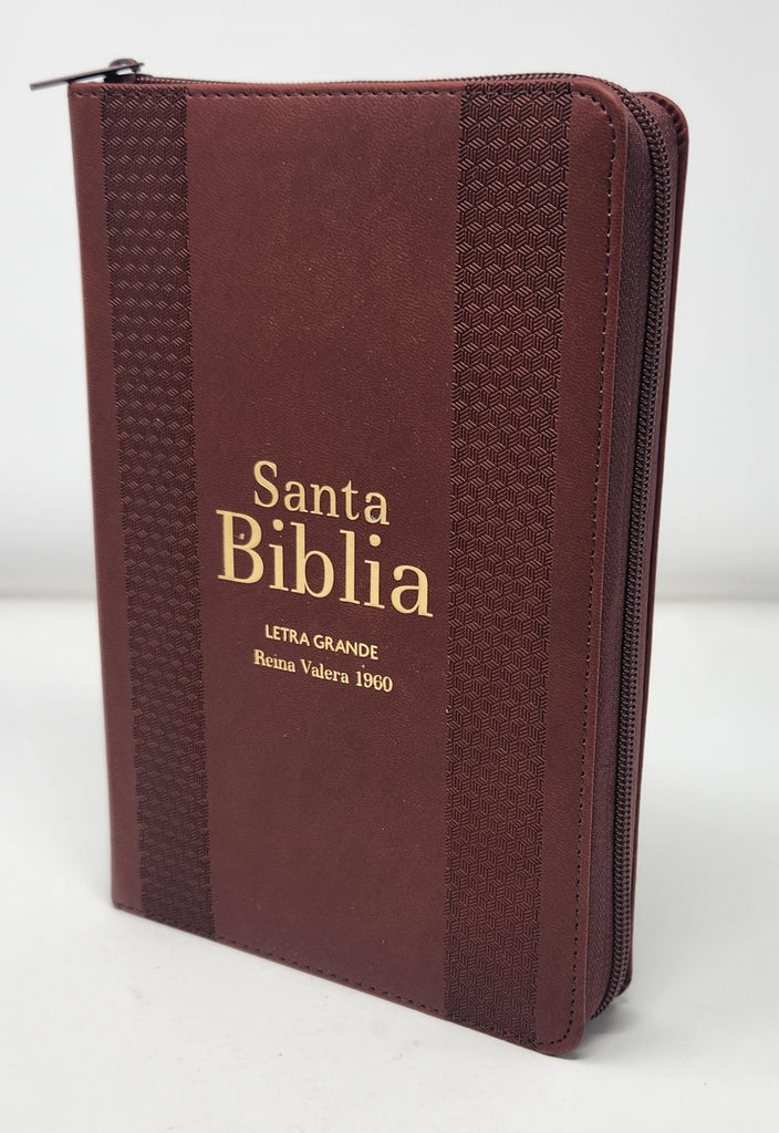 Biblia RVR 1960 Letra Grande Tamaño Manual Marrón con Índice y Cierre